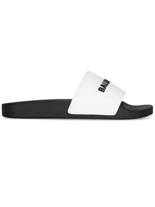 Luxury Balenciaga Logo Pool Slippers White