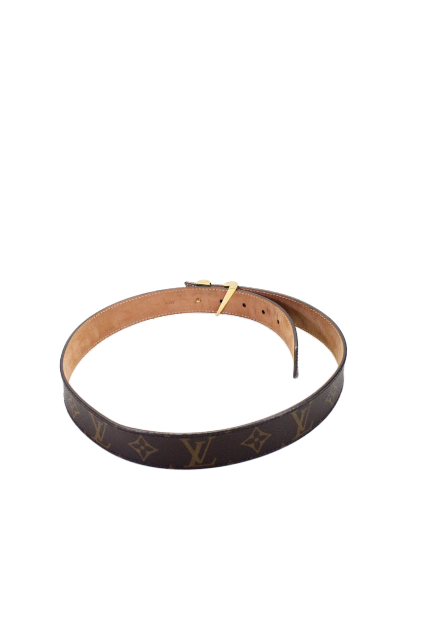 Louis Vuitton Womens Monogram Canvas Print Essential V Buckled Belt Brown