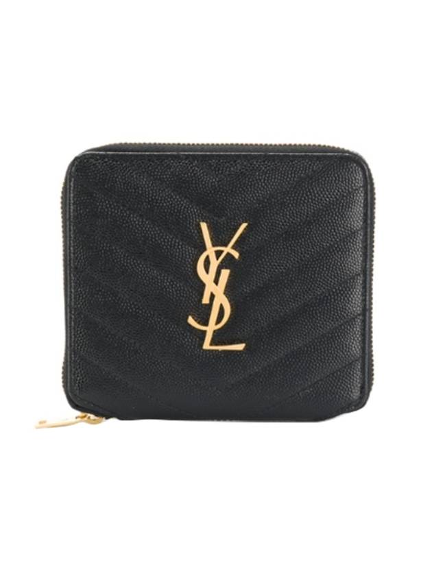 Luxury Saint Laurent Monogram Compact Zipper Halfwallet Black