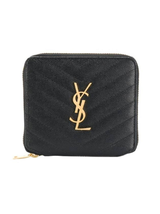 Luxury Saint Laurent Monogram Compact Zipper Halfwallet Black
