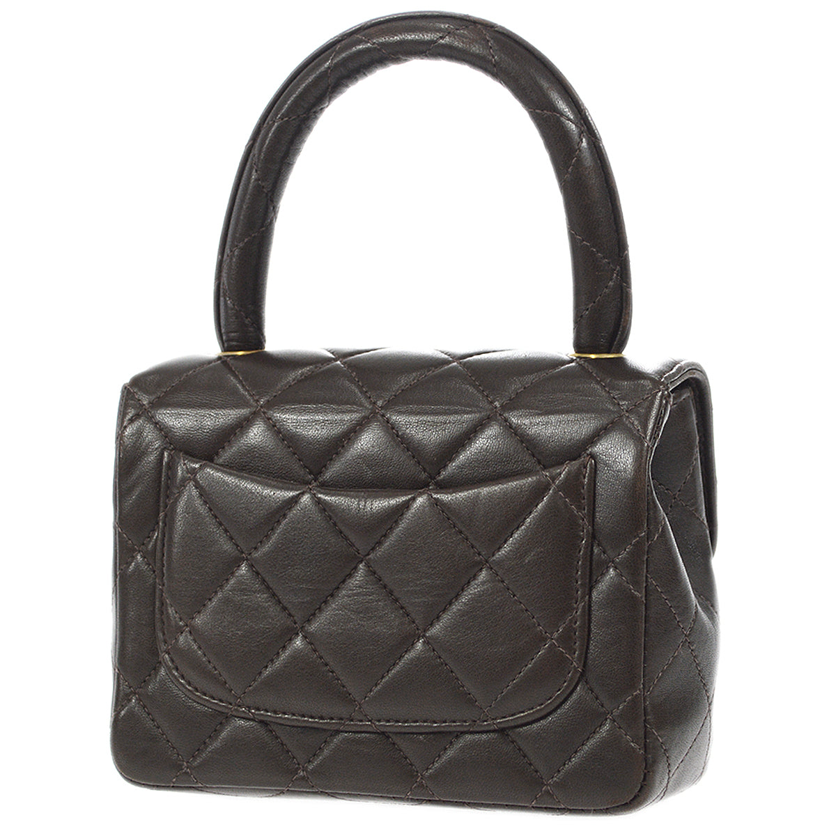 Luxury Chanel 1994 Classic Flap Handbag Micro Brown Lambskin