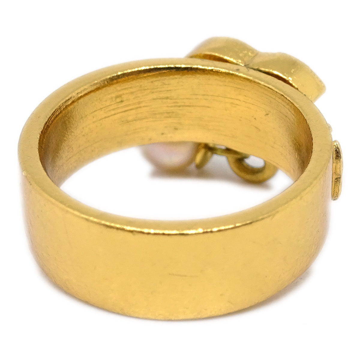 Chanel Ring Rhinestone Artificial Pearl Gold #53 #13 02P