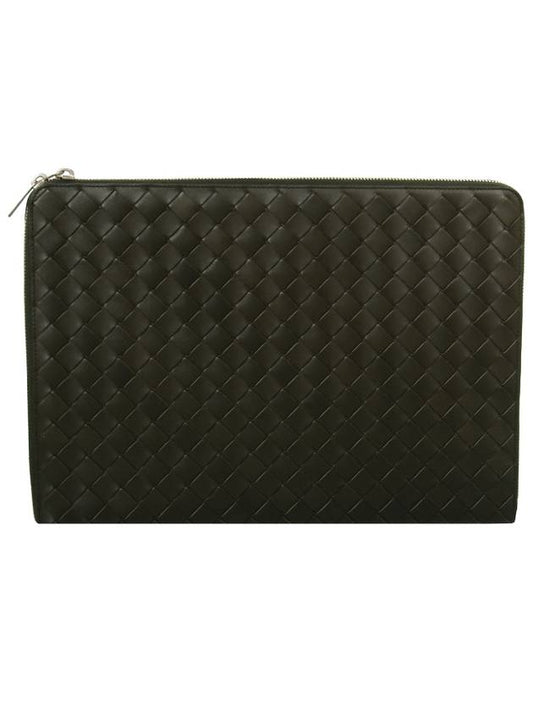 Luxury Bottega Veneta Intrecciato Calfskin Clutch Bag Green