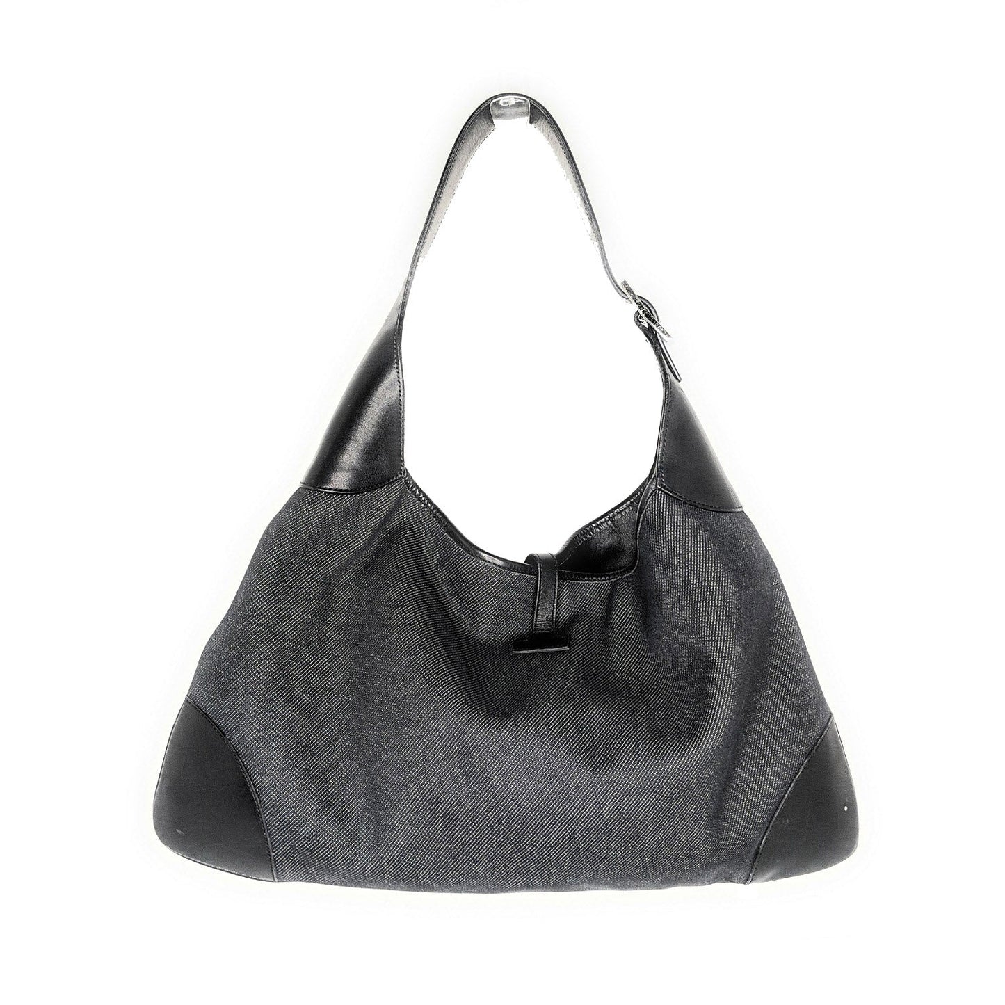 Luxury Gucci Black Denim Jackie Shoulder Bag Hobo