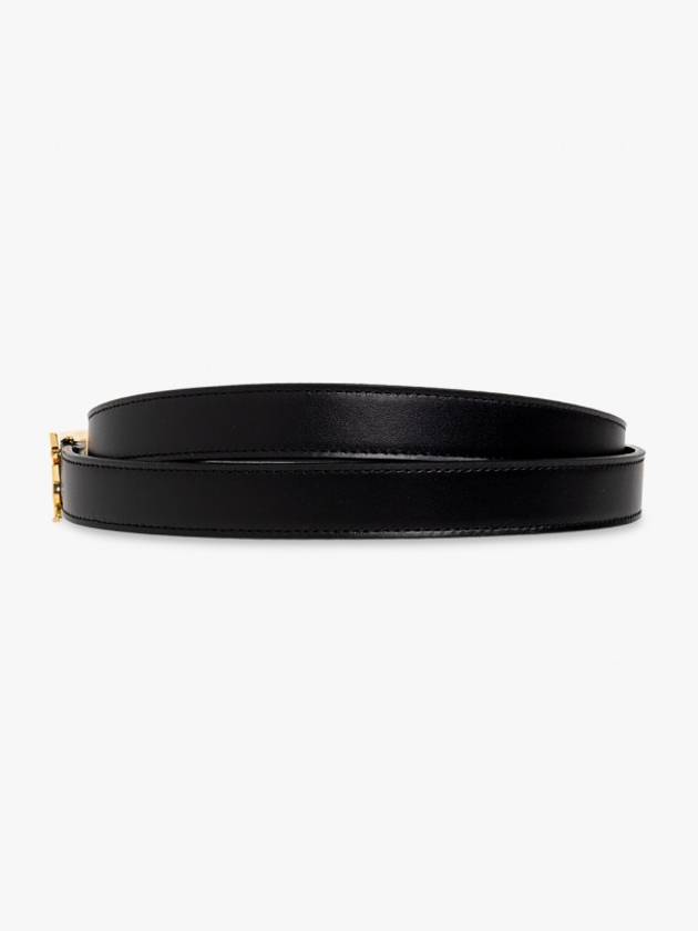 Luxury Saint Laurent Logo Leather Belt Black