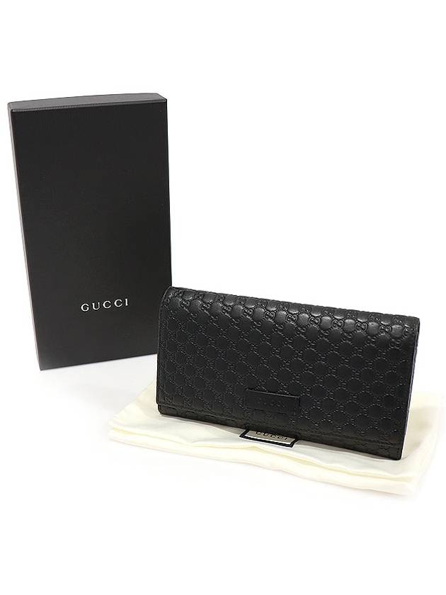 Luxury Gucci Trending 2025 449396 Black Microshima Leather Continental Flap Long Wallet