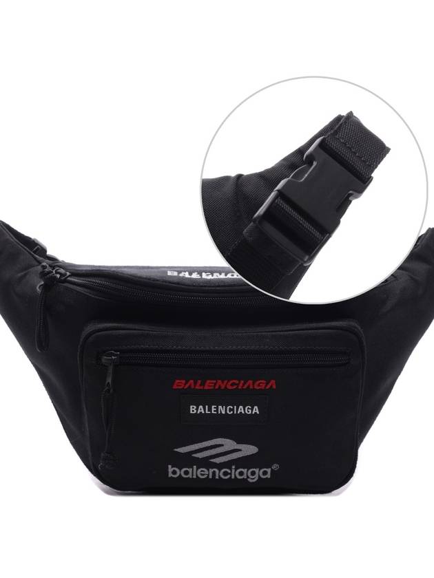 Luxury Balenciaga Explorer Logo Belt Bag Black