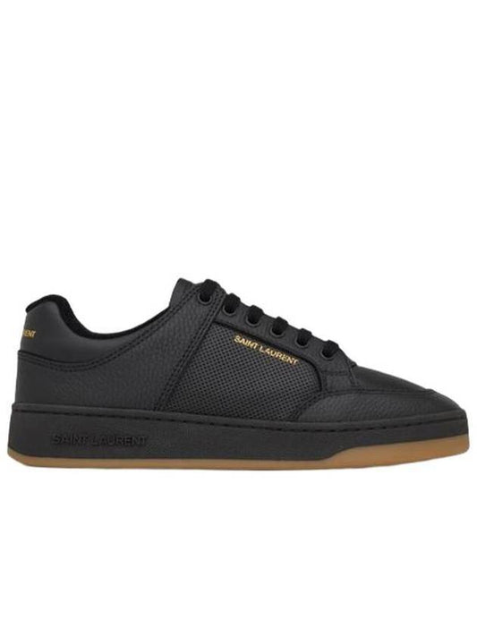 Luxury Saint Laurent SL 61 Logo Signature Leather Low Top Sneakers Black