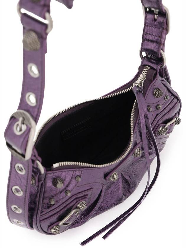 Luxury Balenciaga Metallic Le Cagol XS Lambskin Shoulder Bag Purple