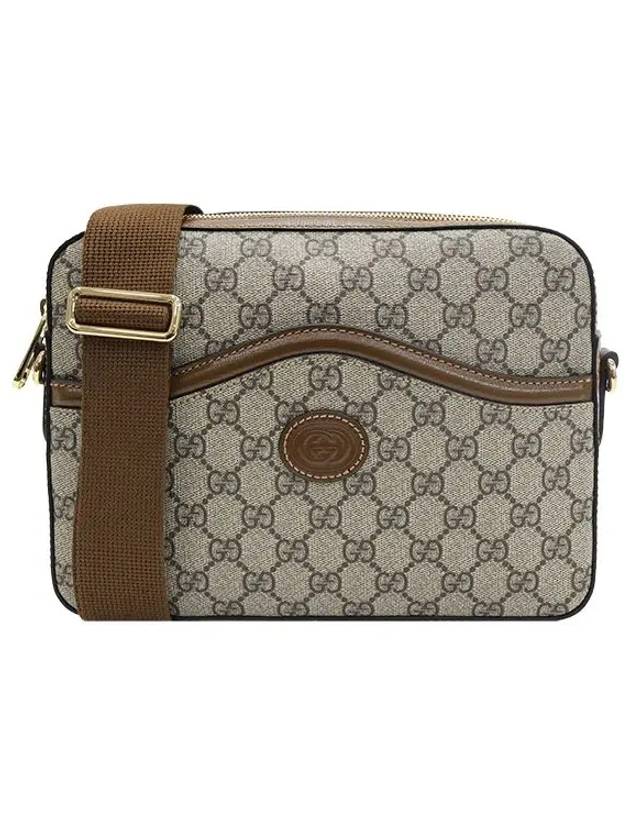 Luxury Gucci Trending 2025 GG Supreme Interlocking G Detail Messenger Bag Beige Ebony
