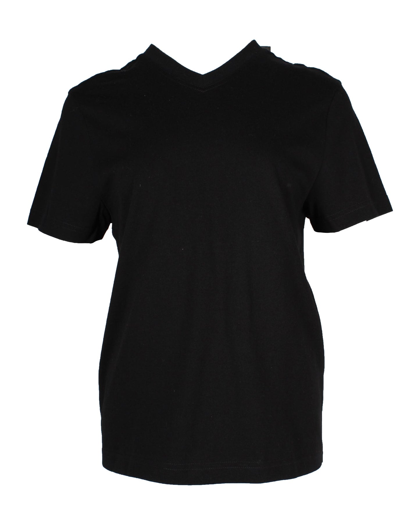 Luxury Bottega Veneta Short Sleeve V-Neck T-Shirt in Black Cotton