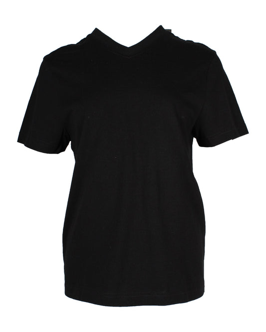 Luxury Bottega Veneta Short Sleeve V-Neck T-Shirt in Black Cotton