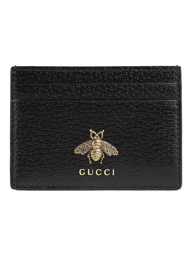 Luxury Gucci Trending 2025 Leather Animalier Leather Card Case Wallet Black