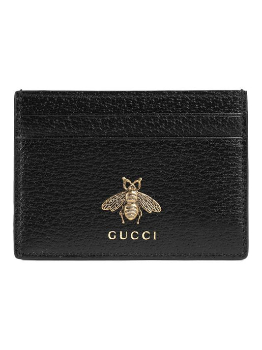 Luxury Gucci Trending 2025 Leather Animalier Leather Card Case Wallet Black