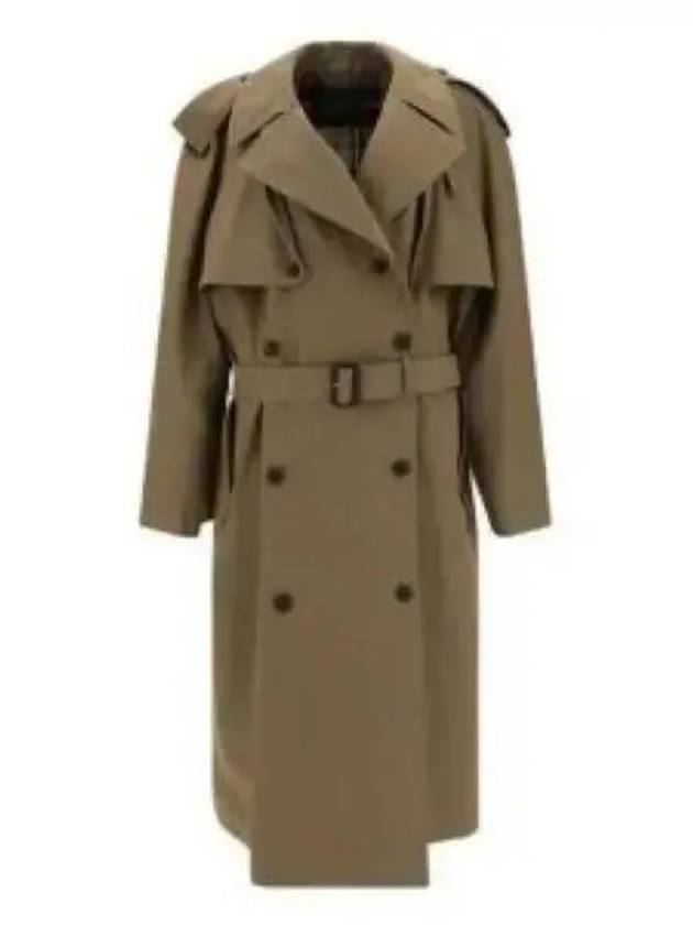 Luxury Balenciaga WoMen's Oversized Shoulder Tab Trench Coat Beige