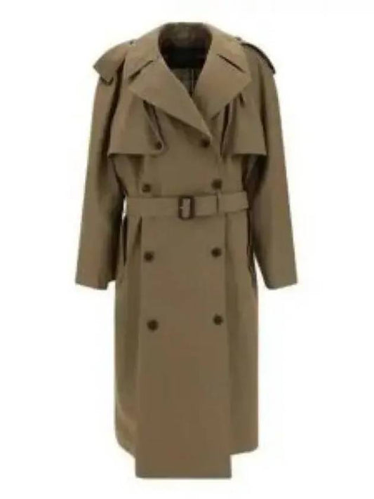 Luxury Balenciaga WoMen's Oversized Shoulder Tab Trench Coat Beige