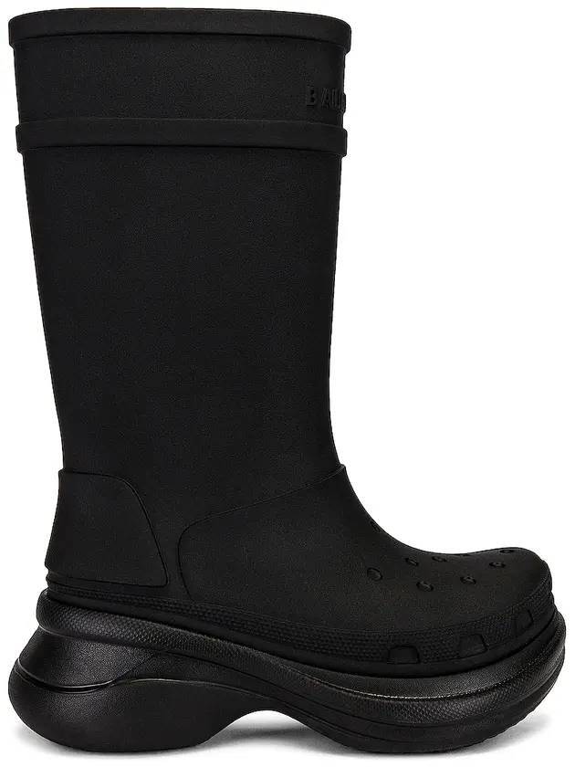 Luxury Balenciaga WoMen's Crocs Rubber Long Boots Black