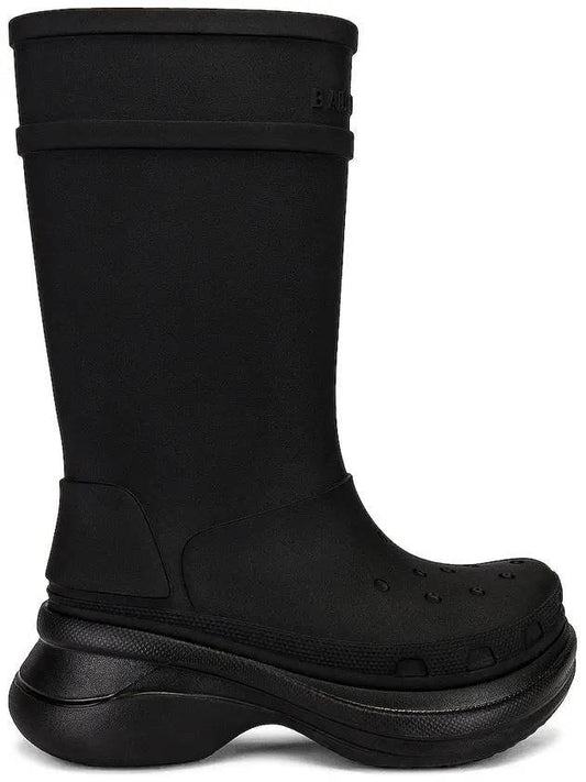 Luxury Balenciaga WoMen's Crocs Rubber Long Boots Black