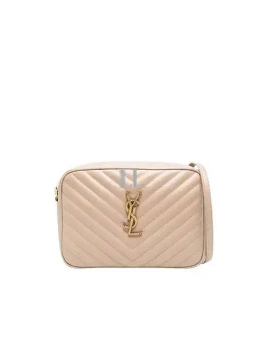 Luxury Saint Laurent Lou Logo Quilting Cross Bag Beige