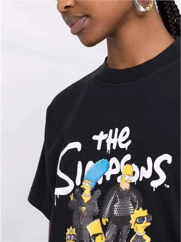 Luxury Balenciaga WoMen's The Simpsons Printing Small Fit Short Sleeve T-Shirt Black