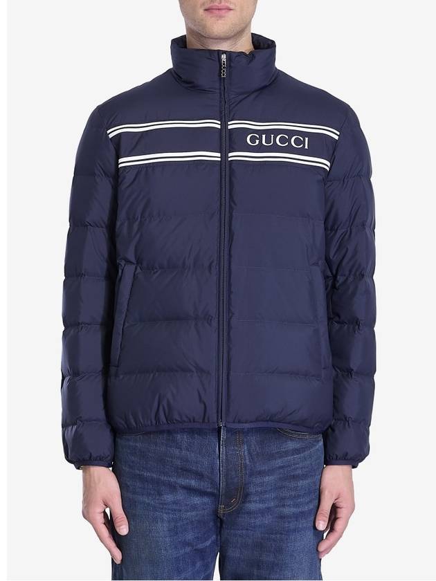 Luxury Gucci Trending 2025 Logo Zip-Up Padding Navy