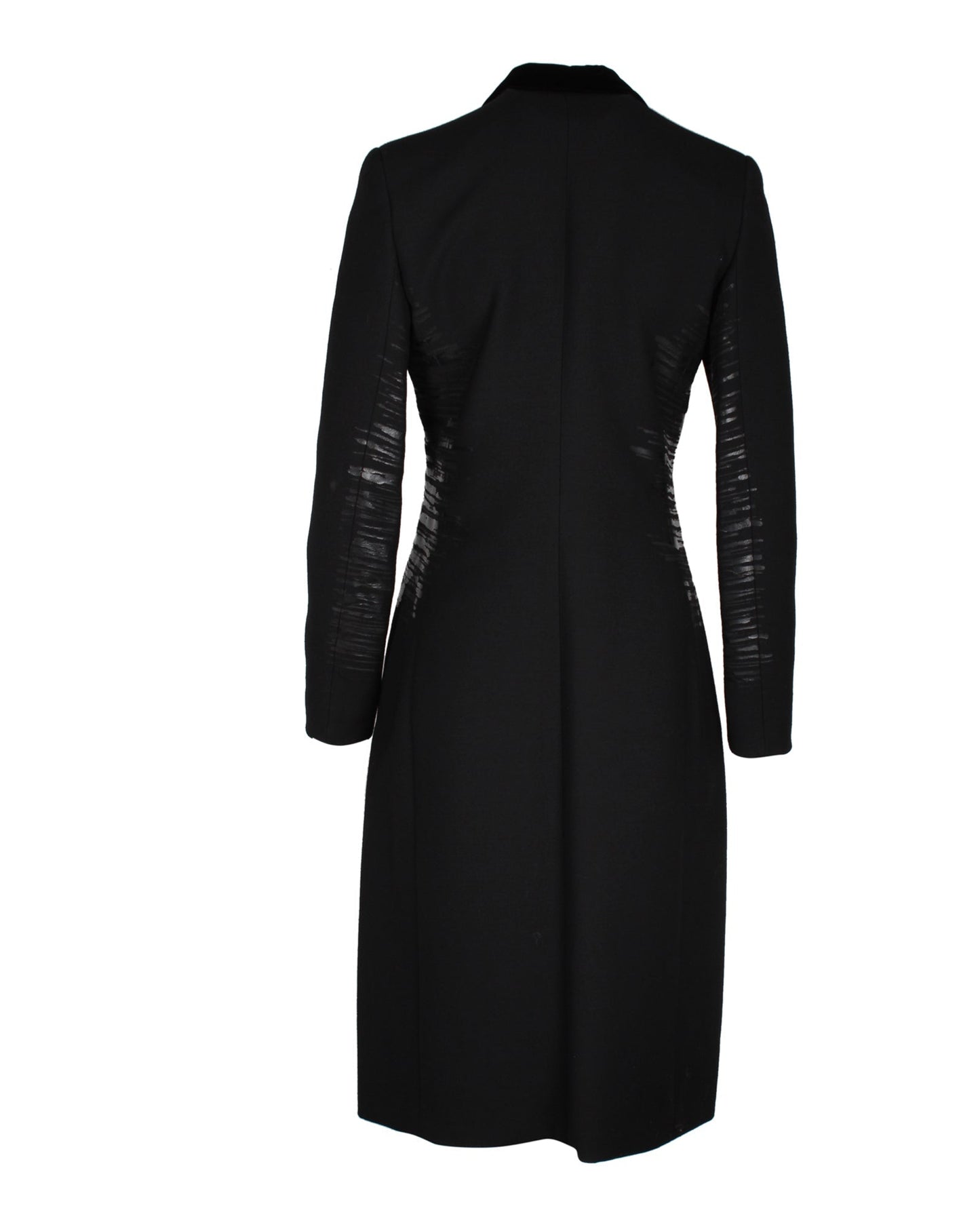 Luxury Bottega Veneta Side Stripe Coat in Black Lana Vergine