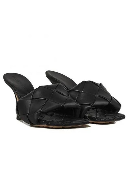 Luxury Bottega Veneta Lido Intrecciato Sandal Heels Black
