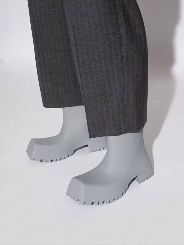 Luxury Balenciaga Square Toe Rubber Rain Boots Grey