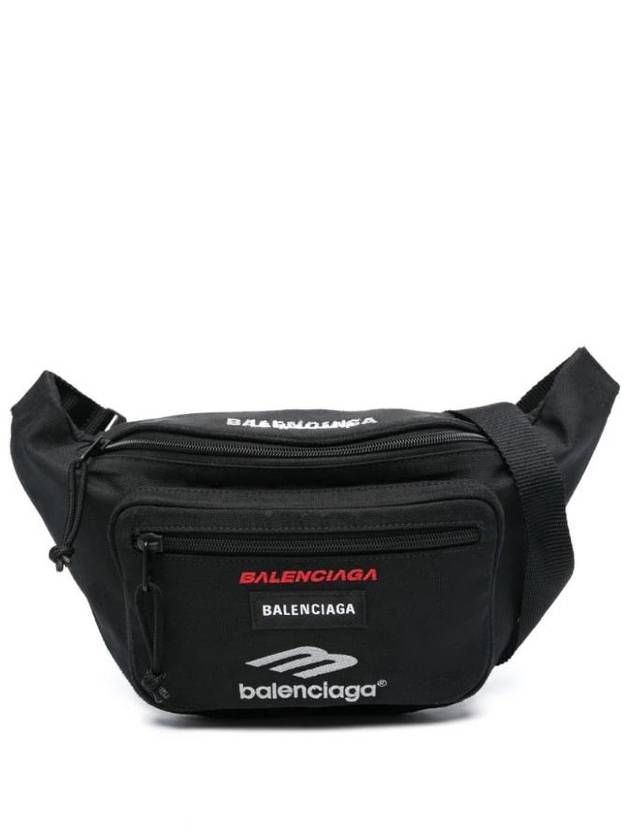 Luxury Balenciaga Explorer Logo Belt Bag Black