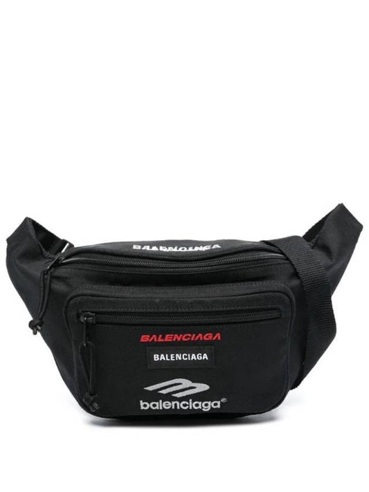 Luxury Balenciaga Explorer Logo Belt Bag Black