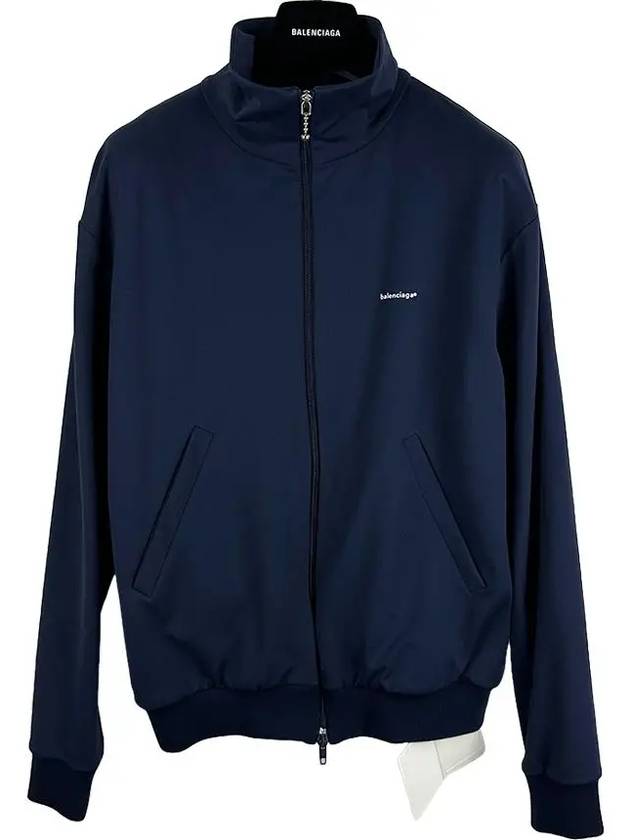 Luxury Balenciaga Logo Zip-Up Jacket Navy