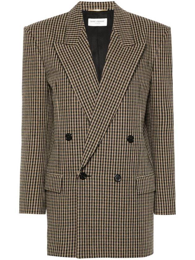 Luxury Saint Laurent Double Breasted Blazer Jacket Beige