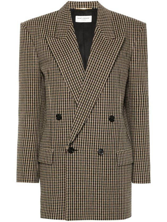 Luxury Saint Laurent Double Breasted Blazer Jacket Beige