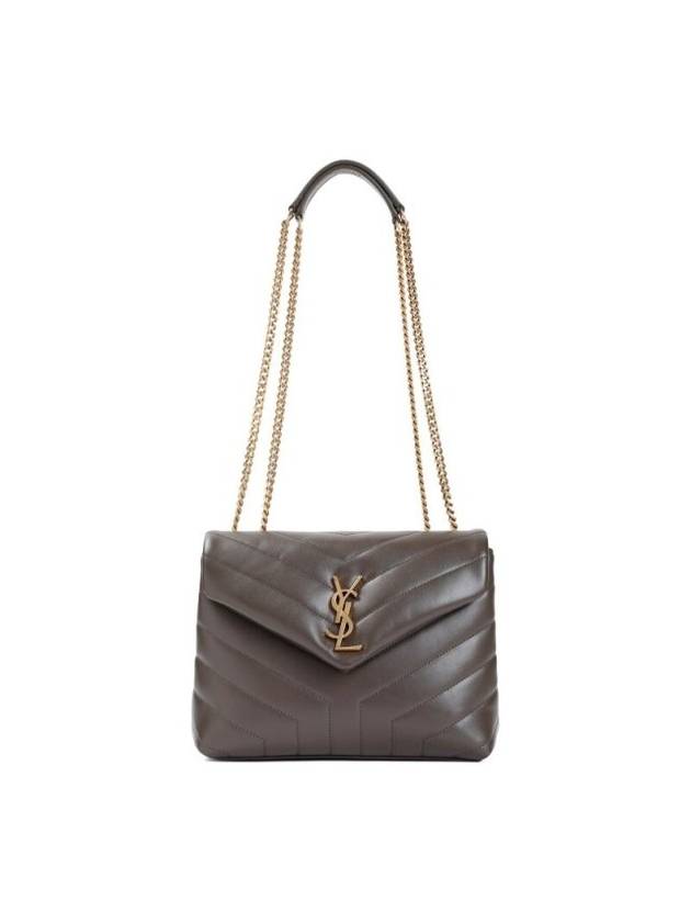 Luxury Saint Laurent Bronze Monogram Loulou Matelasse Y Leather Small Shoulder Bag Brown