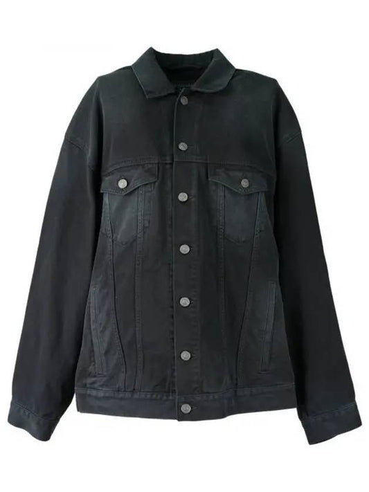 Luxury Balenciaga Sunbleached Denim Jacket Black