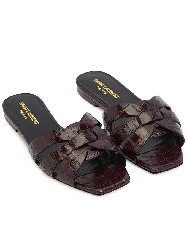 Luxury Saint Laurent Women's Tribute Slippers Burgundy