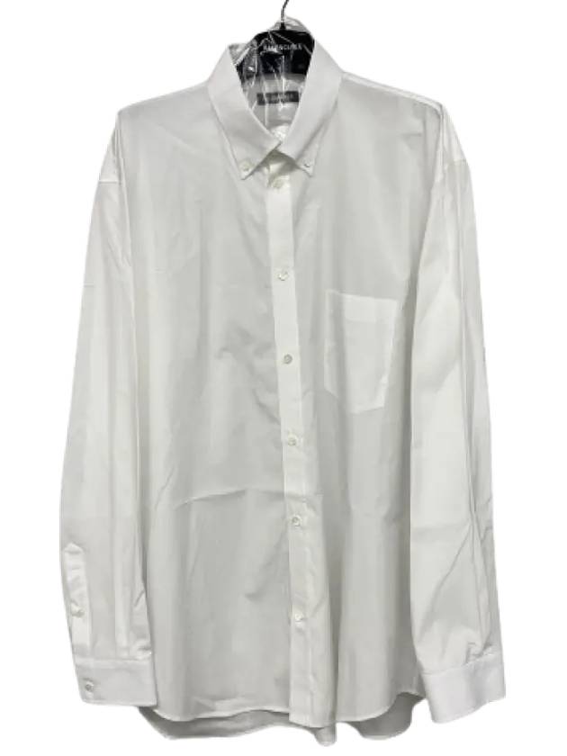 Luxury Balenciaga Logo Oversized Long Sleeve Shirt White