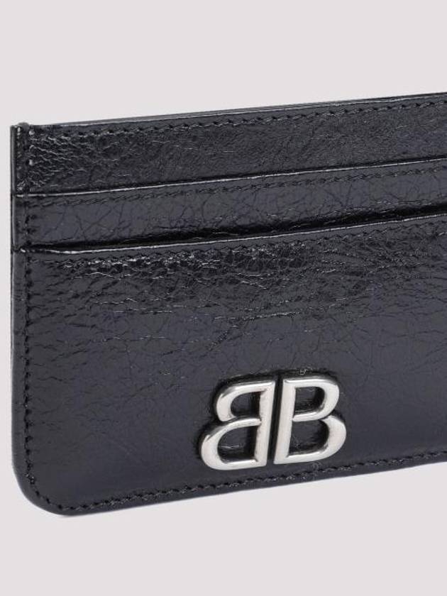 Luxury Balenciaga BB Logo Card Wallet Black
