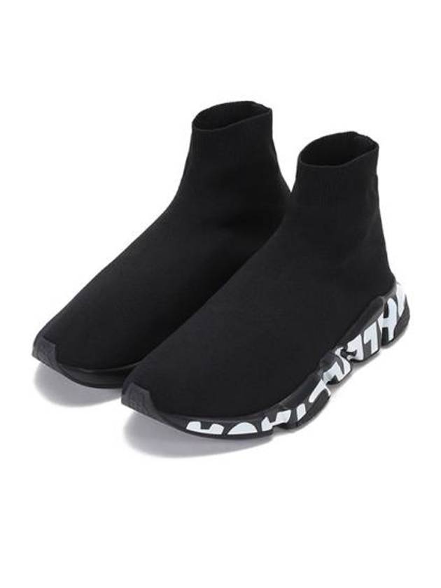 Luxury Balenciaga Speed Midsole Graffiti High Top Sneakers Black