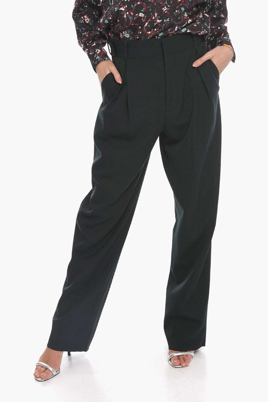 Luxury Bottega Veneta Gros-grain Wool Tailored Pants with Single Pleat