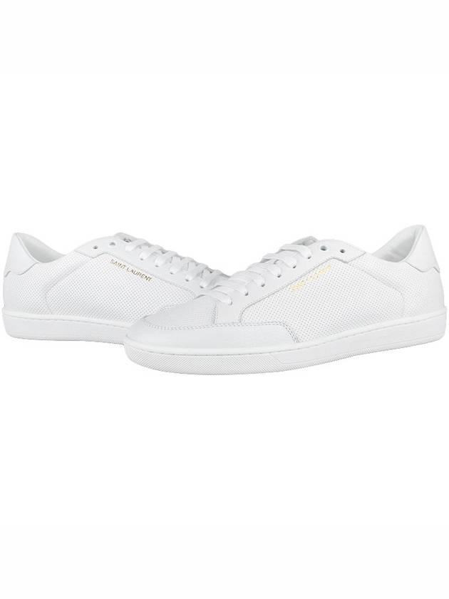Luxury Saint Laurent Court Classic Perforated Leather Low Top Sneakers White