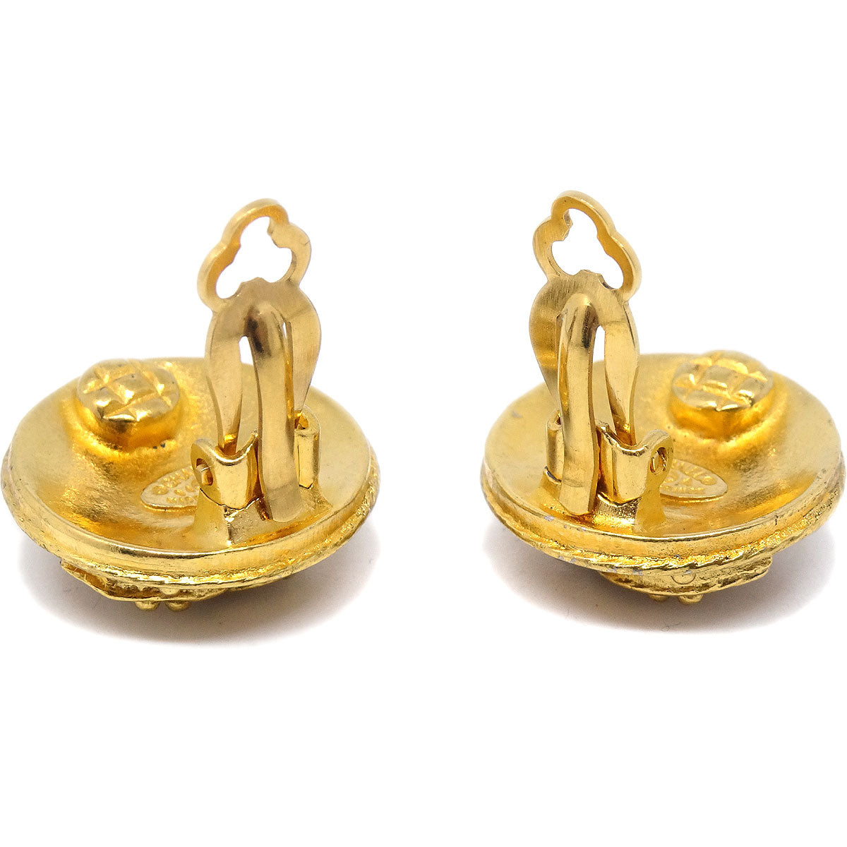 Luxury Chanel 1994 Gold 'CC' Filigree Earrings Small
