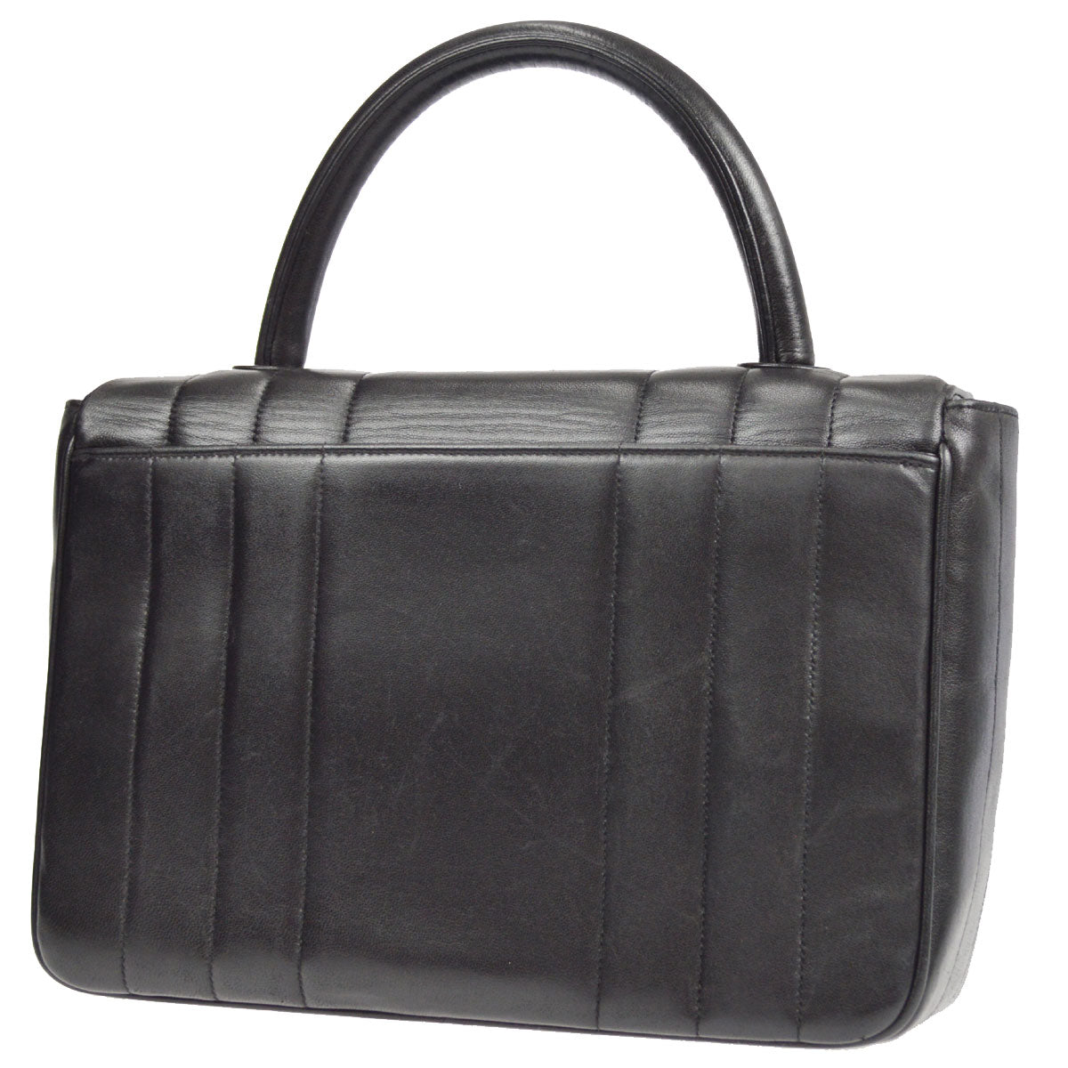 Luxury Chanel 1994-1996 Border Vertical Handbag Black Lambskin