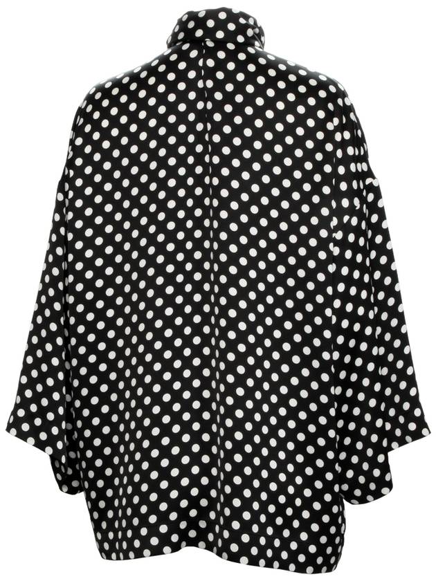 Luxury Saint Laurent Polka Dot Bow Satin Blouse Black