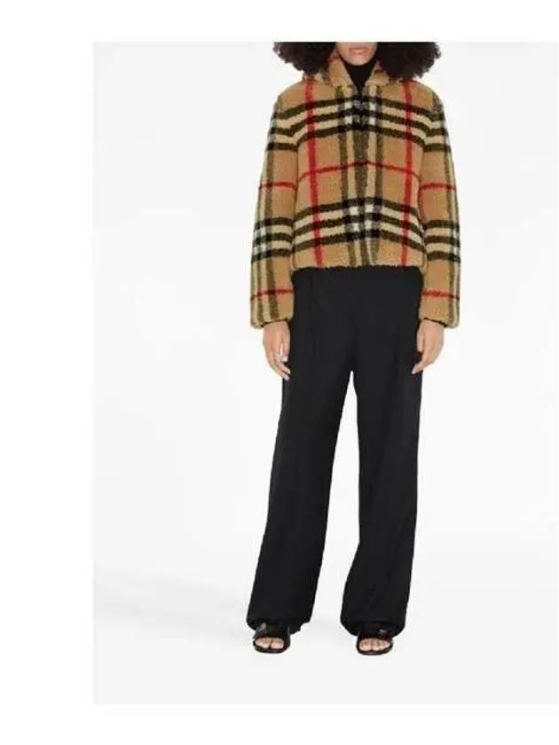 Luxury Burberry Check Fleece Zip-Up Hoodie Archive Beige