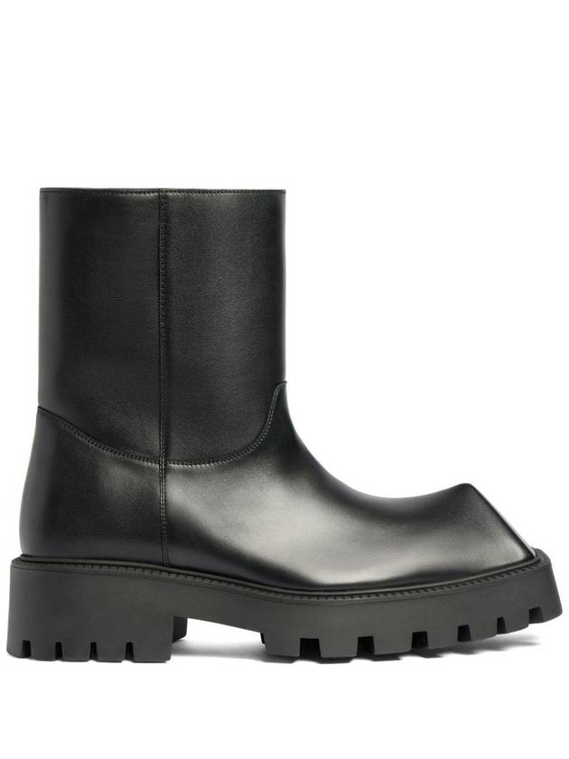 Luxury Balenciaga Rhino Leather Ankle Boots Black