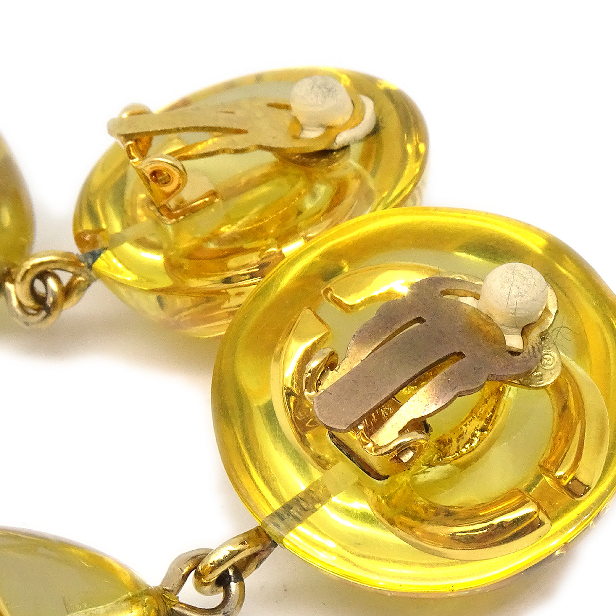 Luxury Chanel Dangle Earrings Gold Clip-On 25 Yellow
