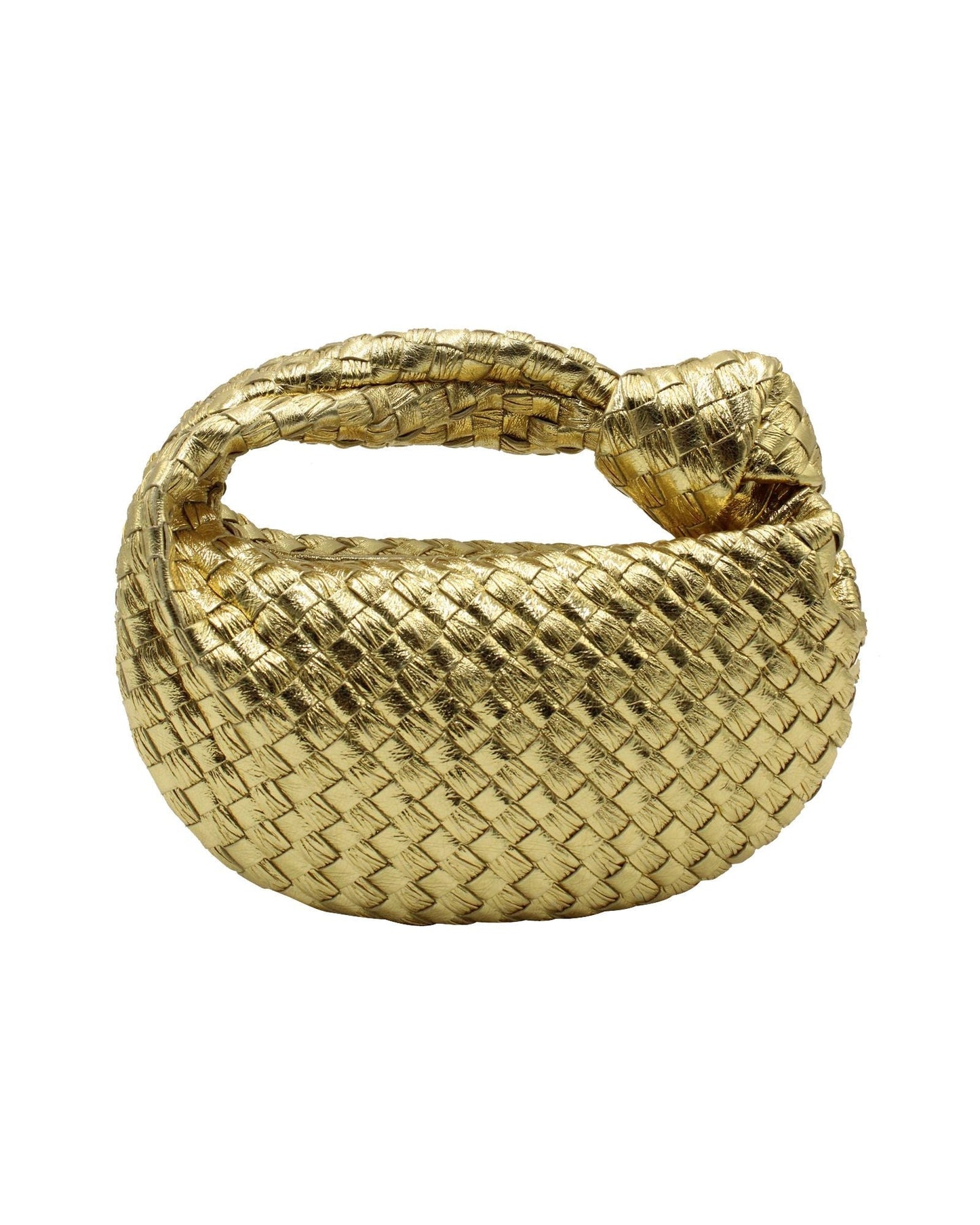 Luxury Bottega Veneta Mini Jodie Shoulder Bag in Gold Leather