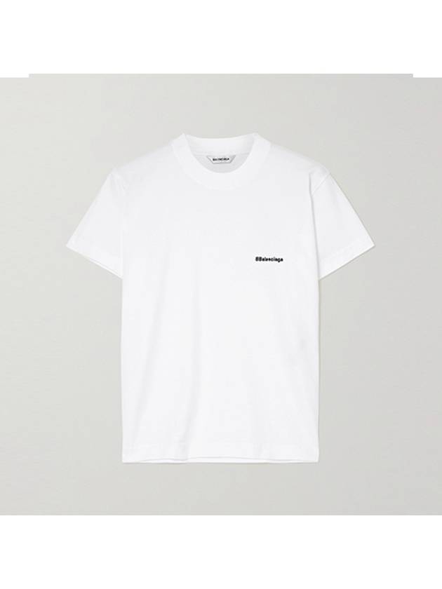 Luxury Balenciaga Embroidered BB Logo Short-Sleeved T-Shirt White