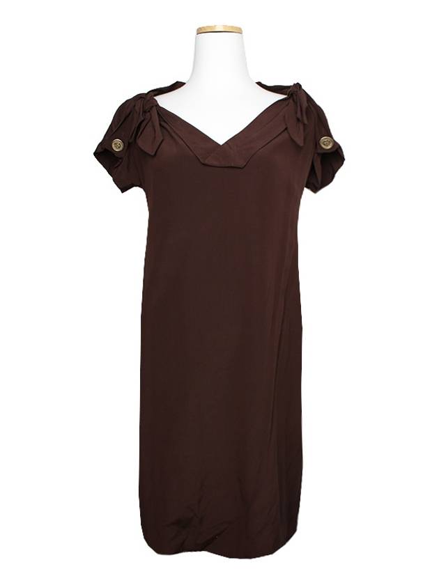 Luxury Gucci Trending 2025 Deep brown V neck silk dress 55